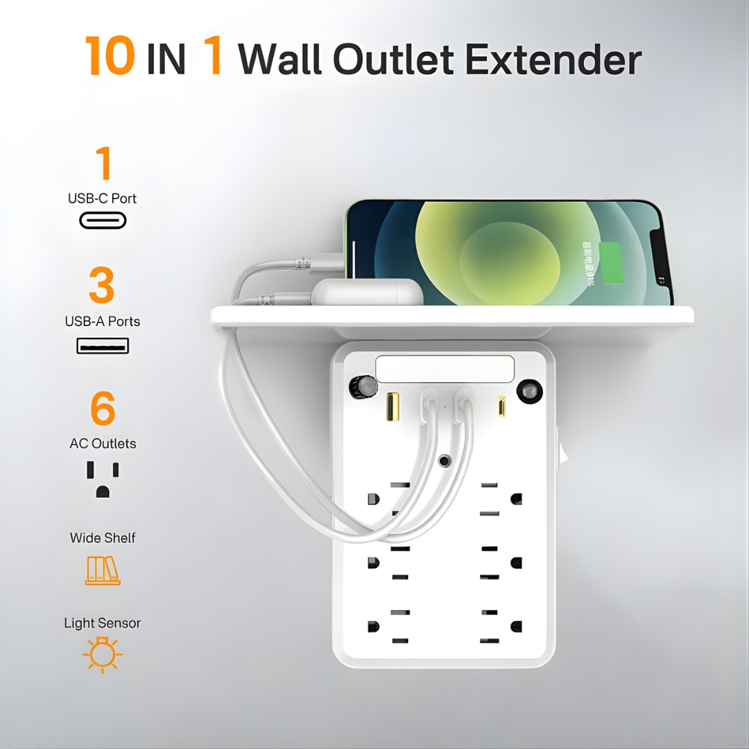 AllBright™ 10-in-1 Wall Outlet Extender With Shelf